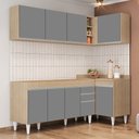 Ver imagem 2 de Armário de Cozinha Modulado de Canto Esquerdo 4 Peças Cp49 Balcão sem Tampo Castanho/cinza - Lumil L