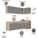 Ver imagem 3 de Armário de Cozinha Modulado de Canto Esquerdo 4 Peças Cp49 Balcão sem Tampo Castanho/cinza - Lumil L