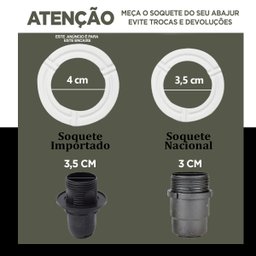 Cúpula para Abajur Luminaria Tecido Algodão Soquete Importado Bege Ref 17 - 3