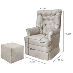 Poltrona para Amamentação Suede Balanço e Puff Alana - 3