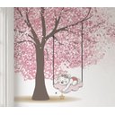 Ver imagem 4 de Papel de parede árvore rosa ursinha no balanço M² PP43