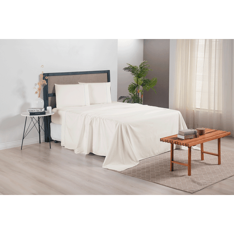 Jogo de Lençol Completo Casal King Size Versatile Ponto Palito 4 Peças Micropercal 300 Fios Palha