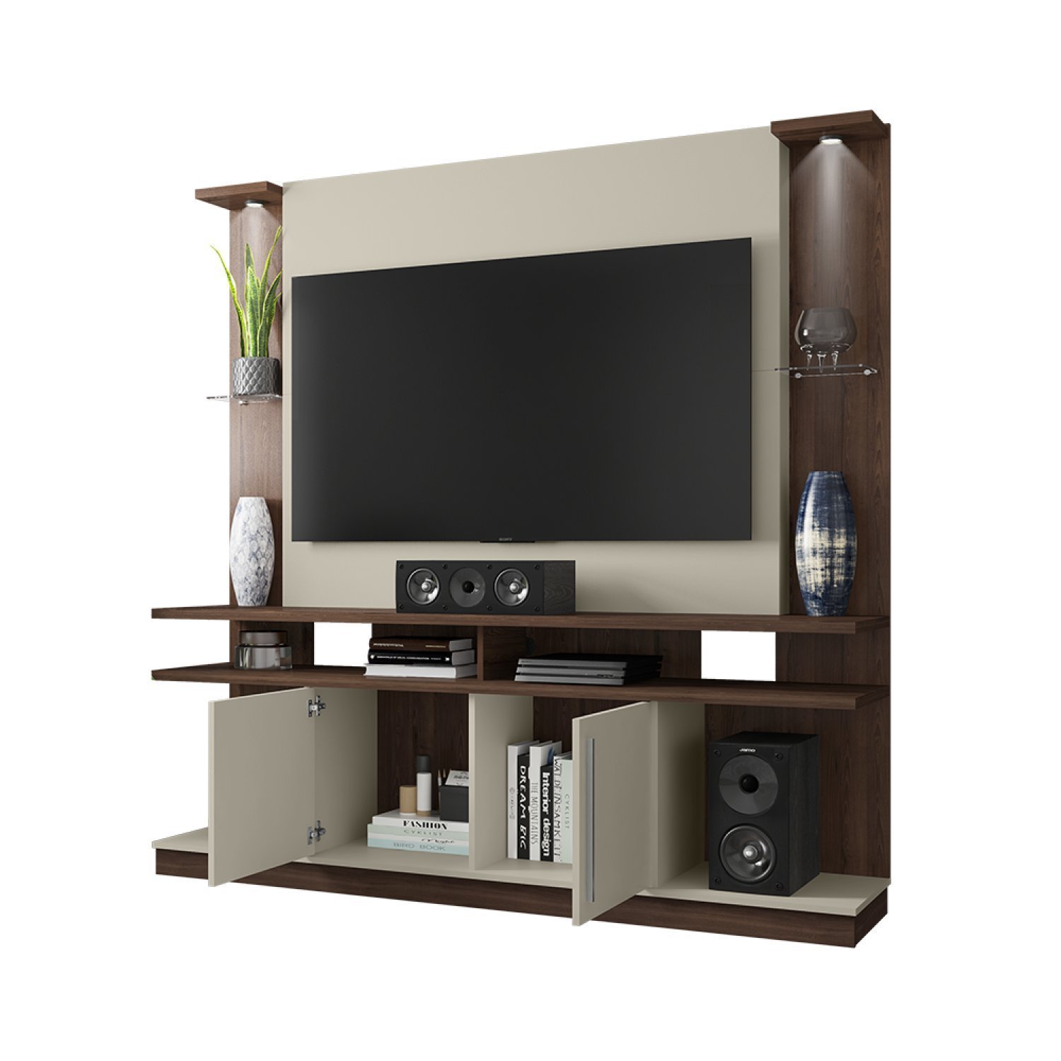 Estante Home para TV até 60 Polegadas com LED e Prateleiras de Vidro York Móveis Bechara - 5