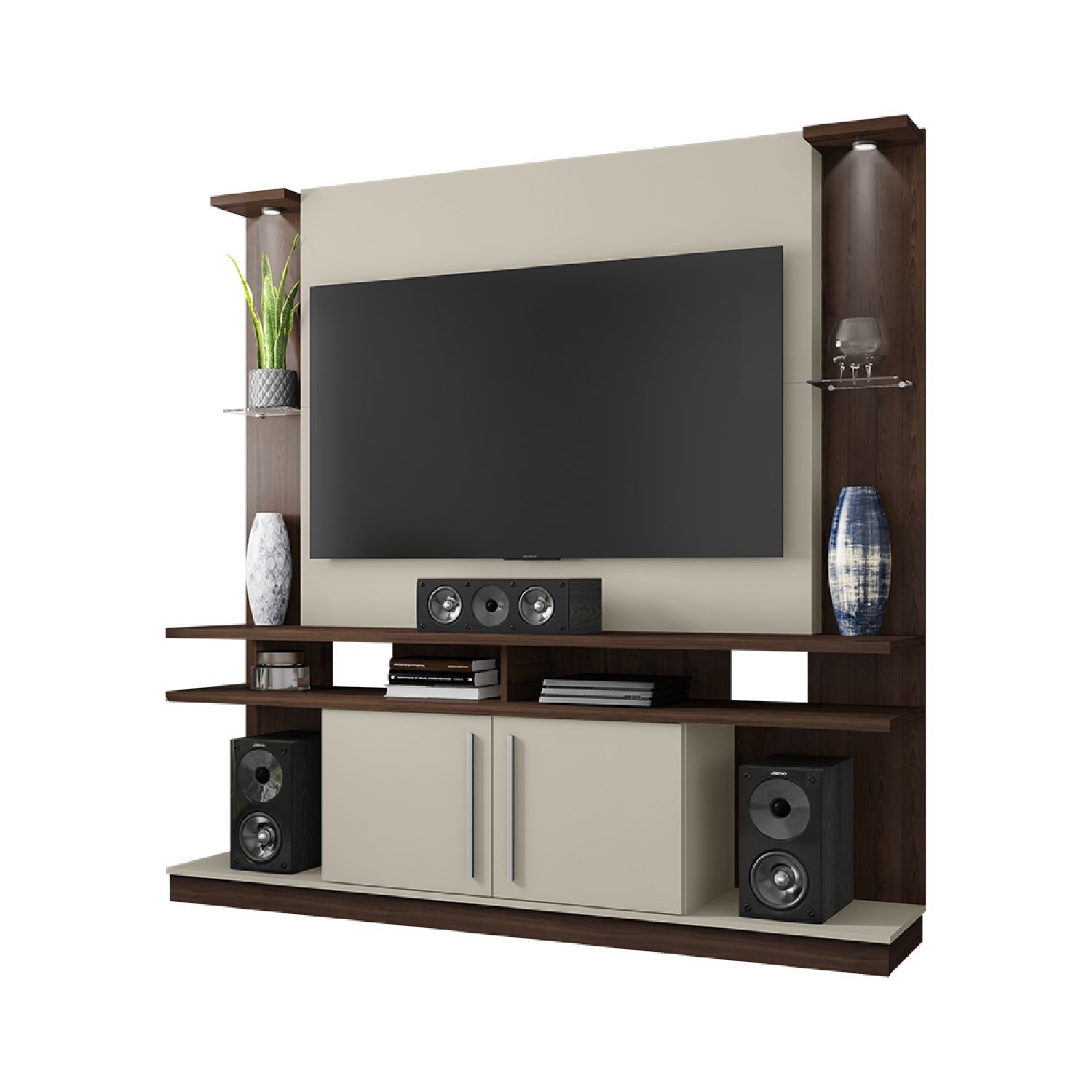 Estante Home para TV até 60 Polegadas com LED e Prateleiras de Vidro York Móveis Bechara - 3