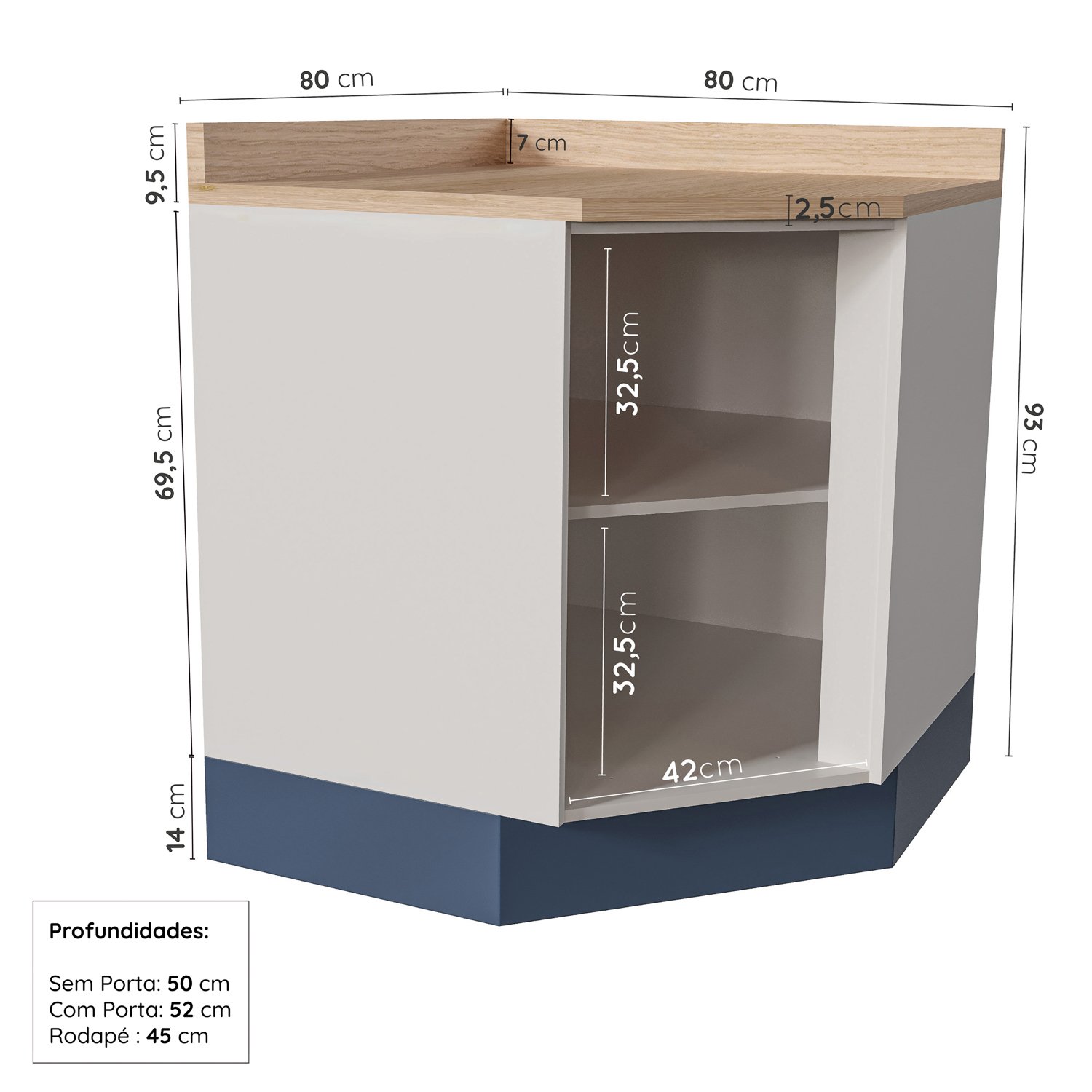 Cozinha Modulada 7 Peças com Tampo 3 Aéreos 3 Balcões e Torre Quente Arizona CabeCasa MadeiraMadeira - 15