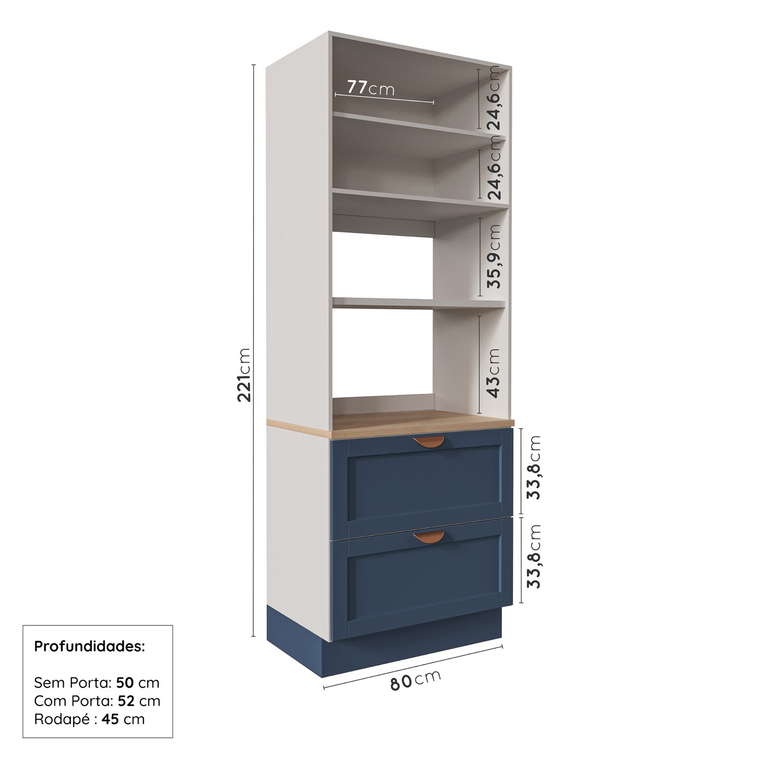 Cozinha Modulada 7 Peças com Tampo 3 Aéreos 3 Balcões e Torre Quente Arizona CabeCasa MadeiraMadeira - 11