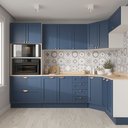 Ver imagem 1 de Cozinha Planejada 7 Peças 1 Tampo 3 Aéreos 3 Balcões e Torre Quente Arizona CabeCasa MadeiraOriginals Azul/Branco