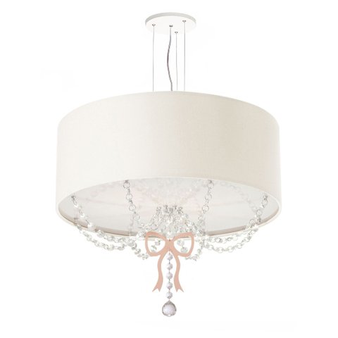 Lustre Pendente Infantil Laço Cúpula Branco 50x15 3e27