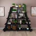 Ver imagem 1 de Kit 2 Estantes Escada Multiuso para Livros 5 Prateleiras 134CMX164CM Preto Artany