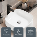 Ver imagem 2 de Cuba Sobrepor Porcelana Quadrada C/ Válvula Click Inox Mx201