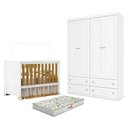 Ver imagem 1 de Berço Americano Katatau Branco Acetinado Savana - Reller e Guarda Roupa Infantil Americano 4 Portas