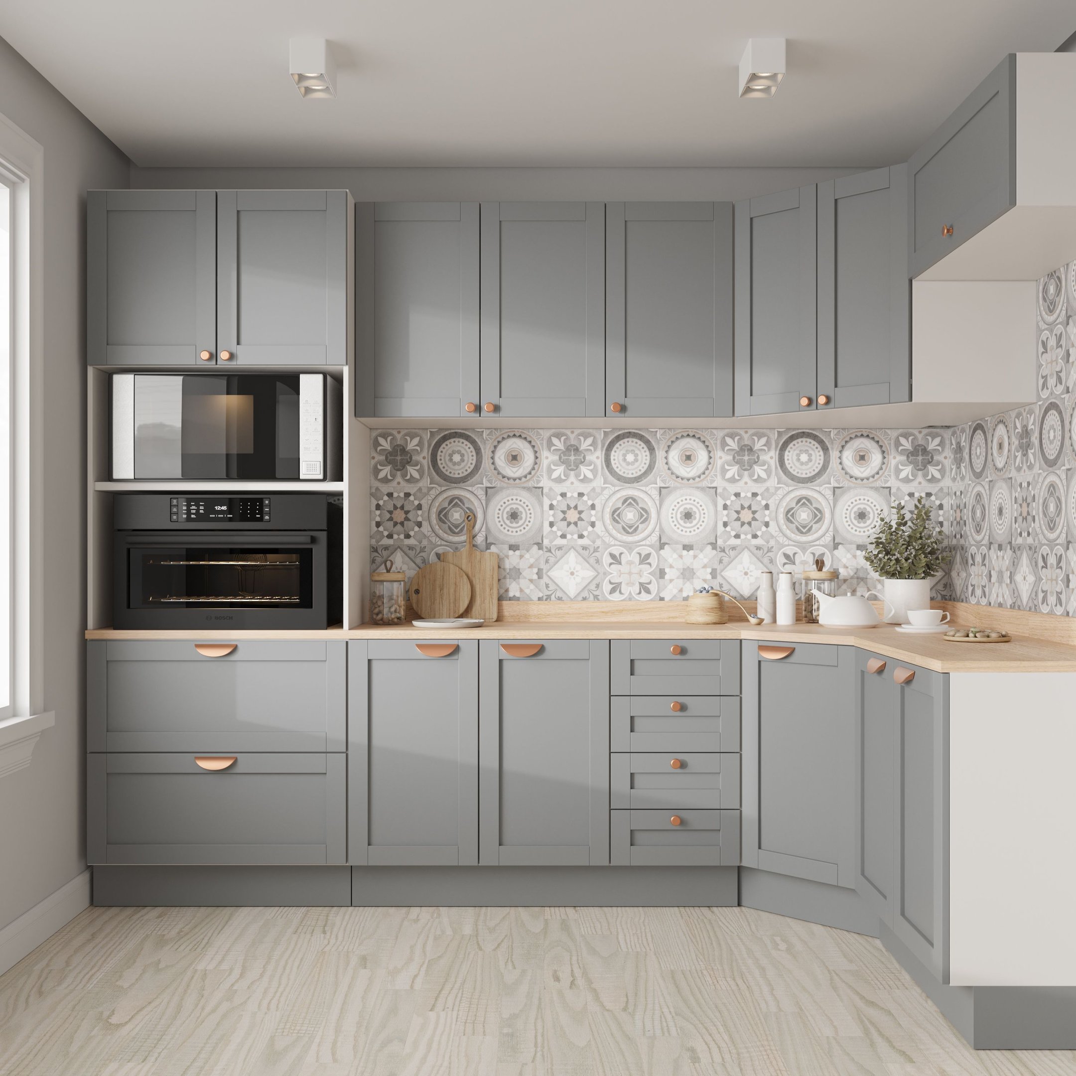 Cozinha Modulada 7 Peças 1 Tampo 3 Aéreos 3 Balcões e Torre Quente