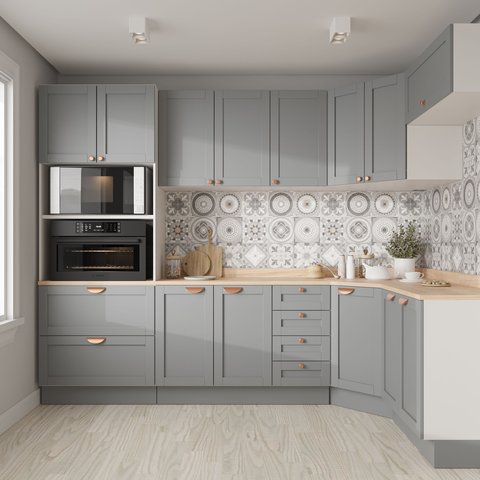 Cozinha Modulada 7 Peças 1 Tampo 3 Aéreos 3 Balcões e Torre Quente Arizona CabeCasa MadeiraOriginals Cinza/Branco