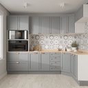Ver imagem 1 de Cozinha Modulada 7 Peças 1 Tampo 3 Aéreos 3 Balcões e Torre Quente Arizona CabeCasa MadeiraOriginals Cinza/Branco