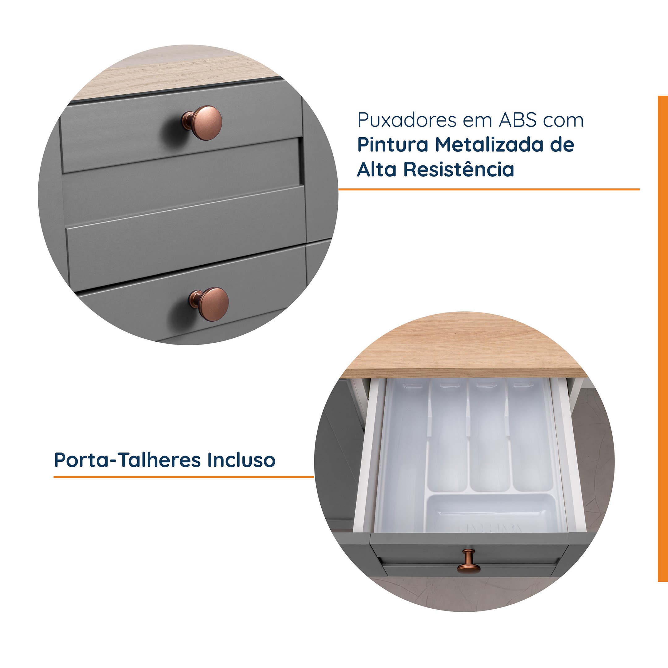 Cozinha Modulada 7 Peças com Tampo 3 Aéreos 3 Balcões e Torre Quente Arizona CabeCasa MadeiraMadeira - 7