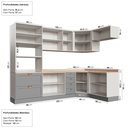 Ver imagem 4 de Cozinha Modulada 7 Peças 1 Tampo 3 Aéreos 3 Balcões e Torre Quente Arizona CabeCasa MadeiraOriginals Cinza/Branco