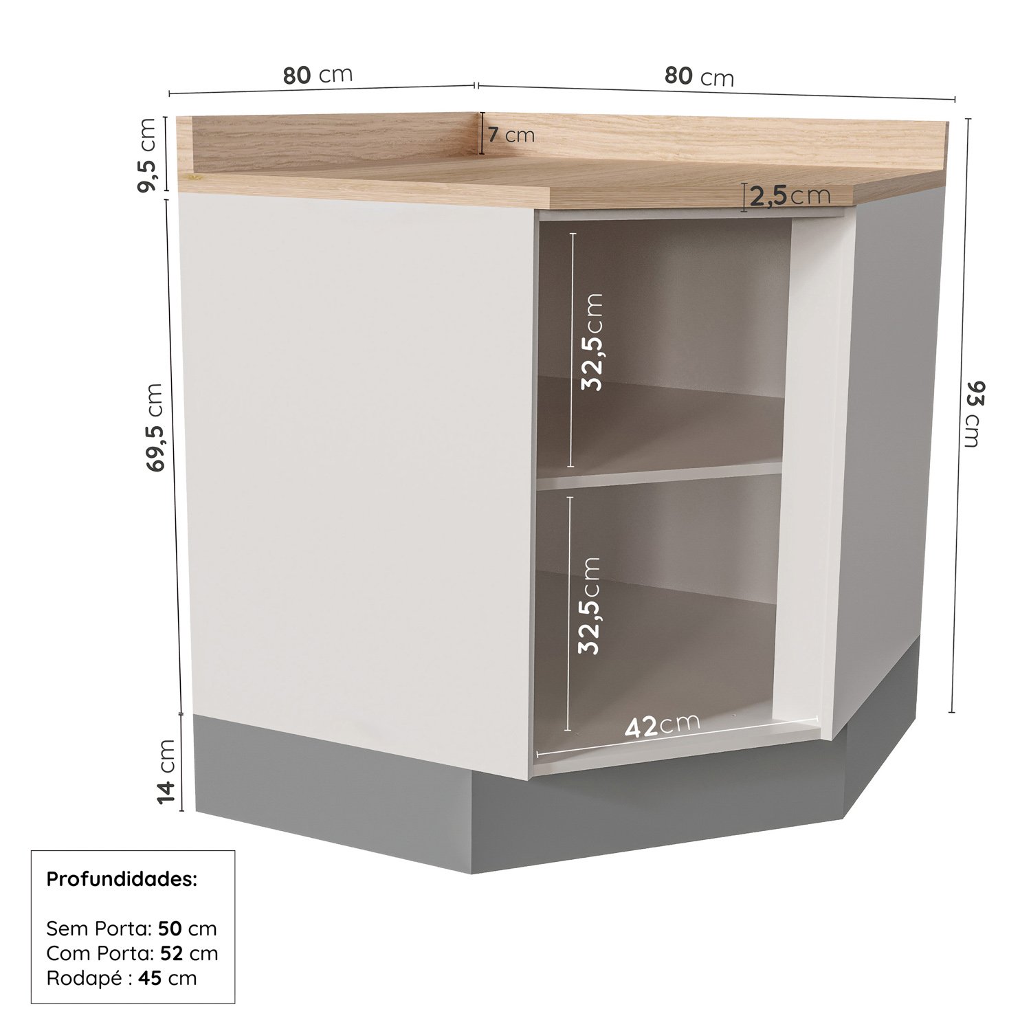 Cozinha Modulada 7 Peças com Tampo 3 Aéreos 3 Balcões e Torre Quente Arizona CabeCasa MadeiraMadeira - 15