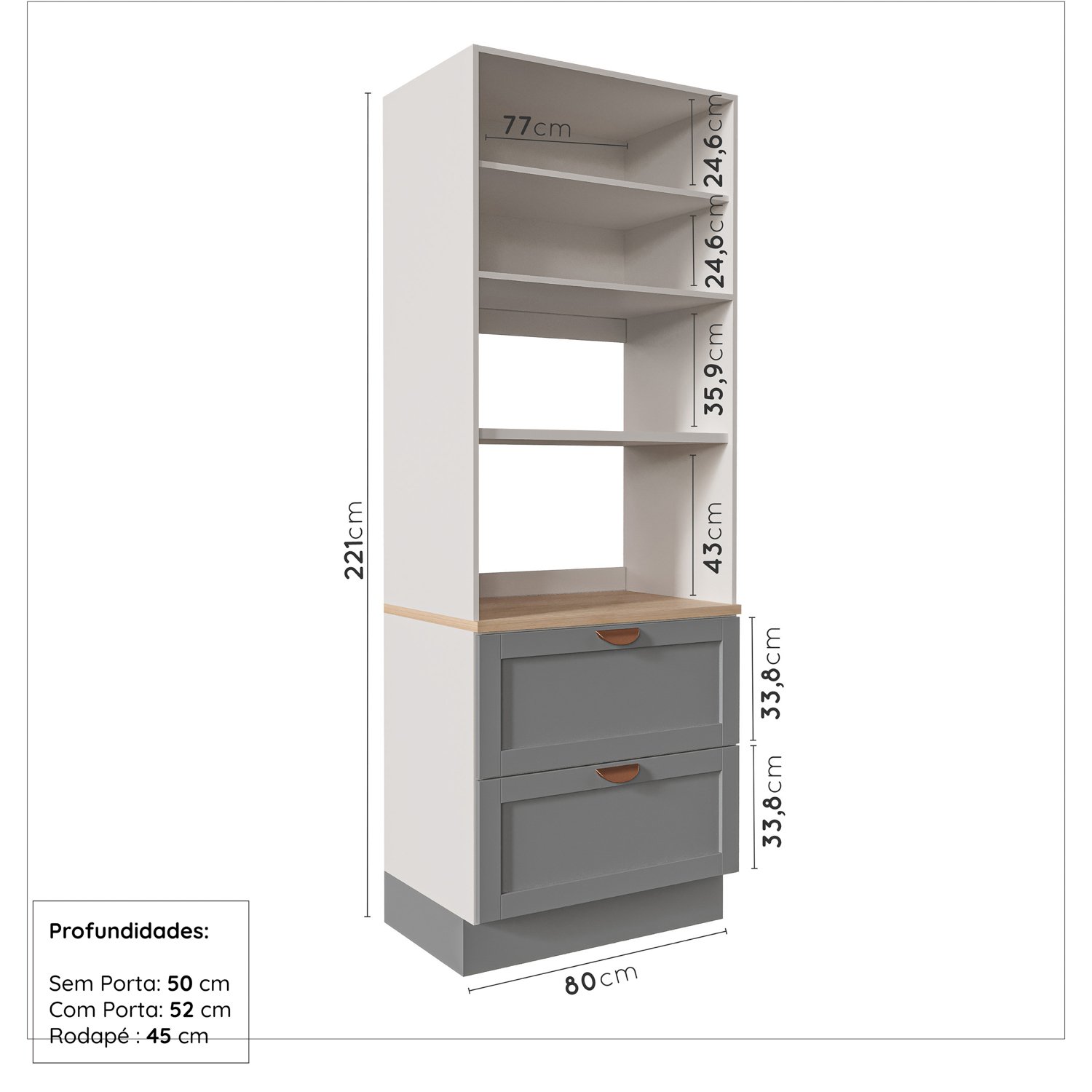 Cozinha Modulada 7 Peças com Tampo 3 Aéreos 3 Balcões e Torre Quente Arizona CabeCasa MadeiraMadeira - 11