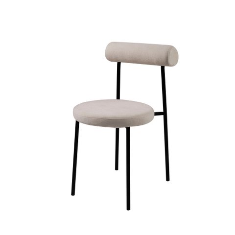 Cadeira Lana Base Aço Preto Tecido Canelado Off White - Ooca Móveis