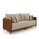 Ver imagem 1 de Sofá 3 Lugares Living 192cm Pé Madeira Valença Marrom/veludo K01 - D\'rossi Cor Bege