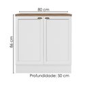 Ver imagem 3 de Balcão com Tampo 80 Cm 2 Portas Unna Branco Carvalho Oak Poliman