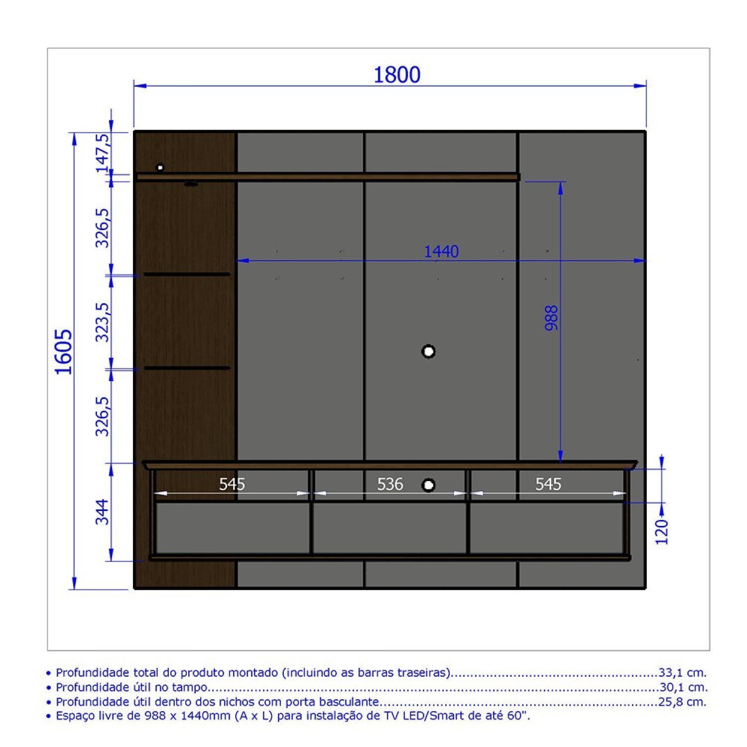 Painel para TV até 60 Polegadas Trend  - 5