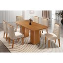 Ver imagem 1 de Conjunto: Mesa de Cozinha Maldivas C/ Tampo Madeirado Canto Curvo 180x90cm e 6 Cadeiras Maldivas