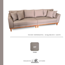 Sofá Pierri | Base Madeira & Tecido Impermeável | Bipartido | 4 Lugares | 270cm | Fendi 317 - 4