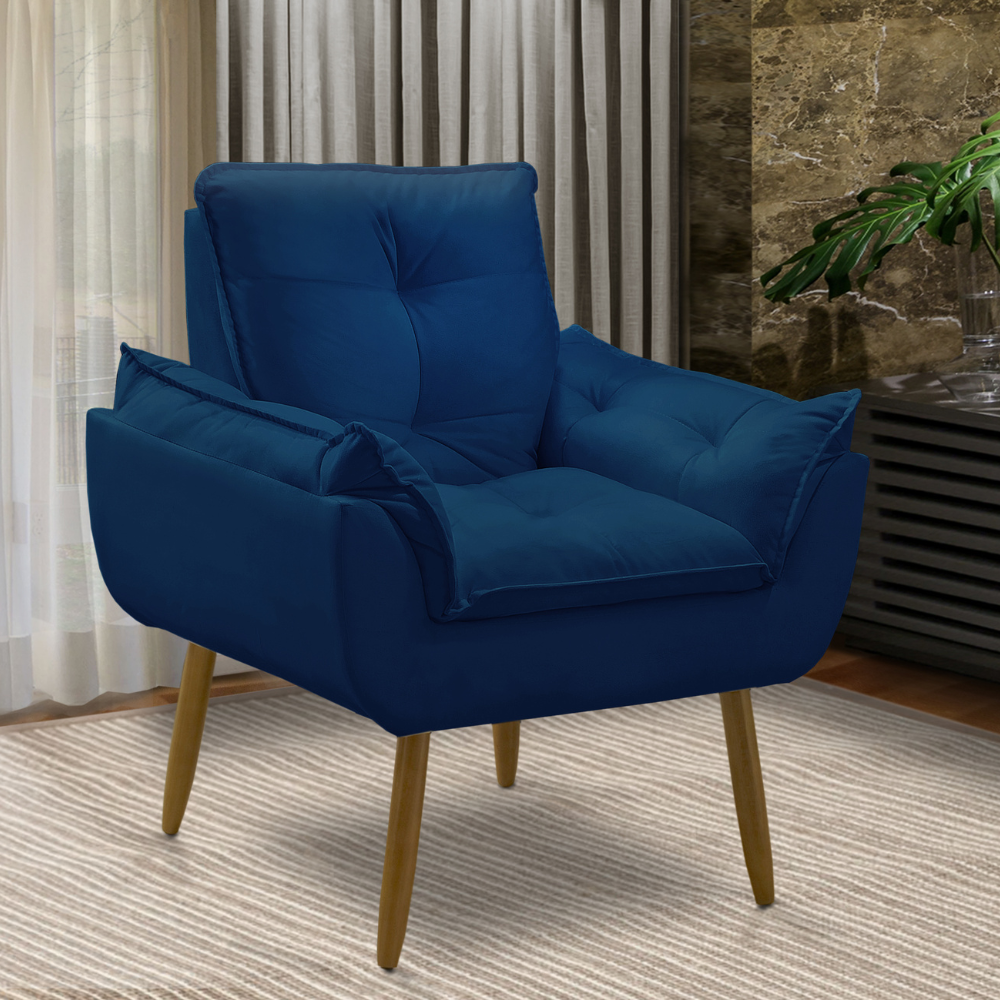 Poltrona Decorativa Opala Sala Suede Luxo - Arapongas Decor:azul Marinho