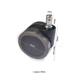 Rodizio 5 Unidade Anti-risco Pu para Cadeira Escritório 65mm - 5
