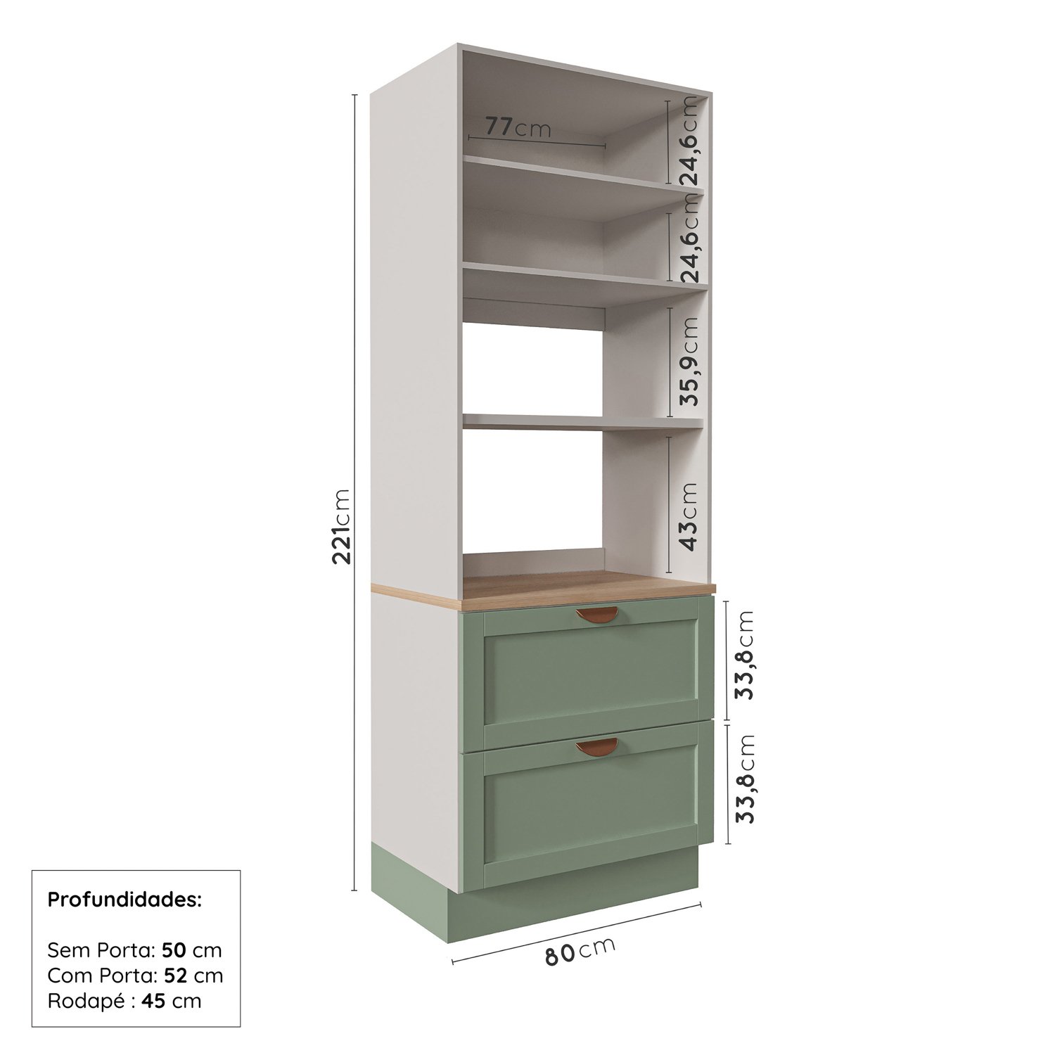 Cozinha Modulada 7 Peças com Tampo 3 Aéreos 3 Balcões e Torre Quente Arizona CabeCasa MadeiraMadeira - 11