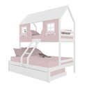 Ver imagem 2 de Treliche Casal/ Solteiro Casinha Encantada Madeira Maciça Rosa/ Branco Megamobilia