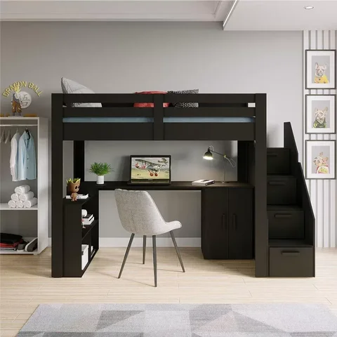 Cama Alta Beliche Infantil/Juvenil Star Plus Office Multifuncional Casatema MadeiraOriginals