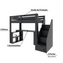 Ver imagem 5 de Cama Alta Beliche Infantil/Juvenil Star Plus Office Multifuncional Casatema MadeiraOriginals Preto