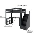 Ver imagem 5 de Cama Alta Infantil/juvenil Star Plus Office Multifuncional Casatema MadeiraOriginals