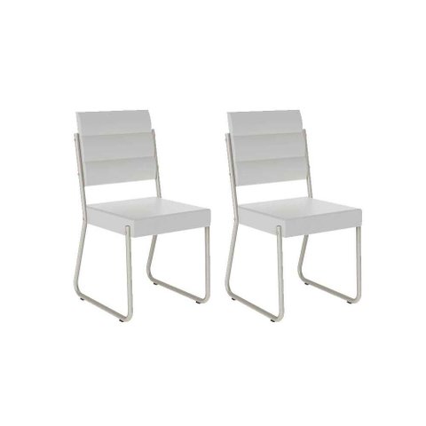 Cadeira Sala de Jantar 1736 Aço Kit 2 Uni Branco/prata - Carraro