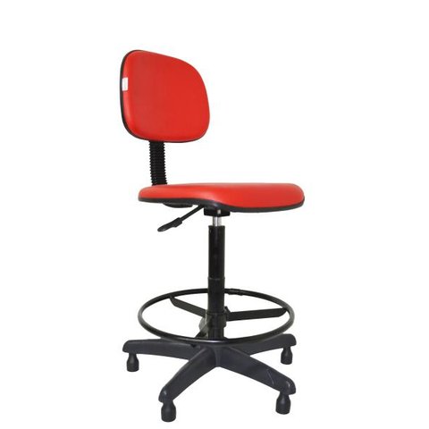 Cadeira Caixa Secretaria Bolt - Couro Sintetico Corano - Vermelho