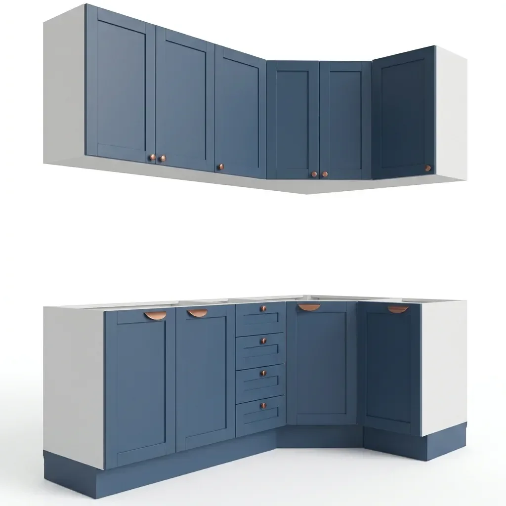 Ver imagem 3 de Cozinha Modulada 6 Peças sem Tampo 3 Aéreos 6 Portas e 3 Balcões Arizona CabeCasa MadeiraOriginals Azul