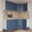 Ver imagem 1 de Cozinha Planejada 6 Peças sem Tampo 3 Aéreos 6 Portas e 3 Balcões Arizona CabeCasa MadeiraOriginals Azul