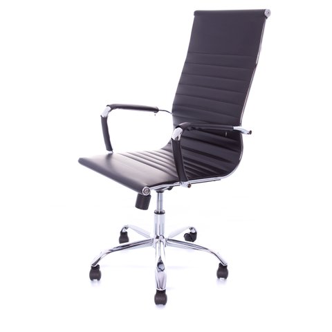Cadeira Presidente Charles Eames Esteirinha Couro Pu 11p:preto