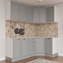 Ver imagem 1 de Cozinha Modulada 6 Peças sem Tampo 3 Aéreos 6 Portas e 3 Balcões Arizona CabeCasa MadeiraOriginals Cinza