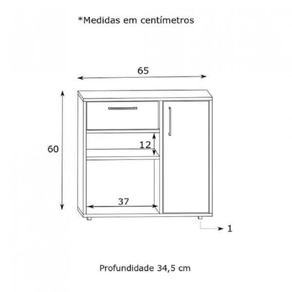 Balcão 1 Porta 1 Gaveta 2 Nichos Est016 Criando Mobília - 3