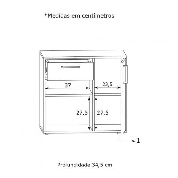 Balcão 1 Porta 1 Gaveta 2 Nichos Est016 Criando Mobília - 4