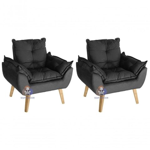 Kit 02 Poltrona Opala Preto