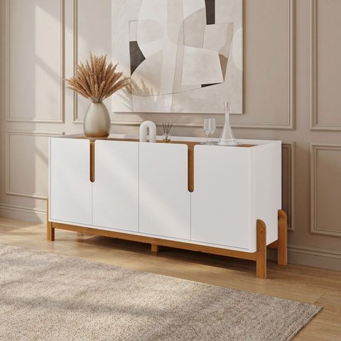 Buffet 170cm 4 Portas Lizz Branco/Cedro