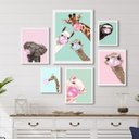 Ver imagem 1 de Composição 6 Quadros Decorativos Animais Chicletes - com Vidro:madeira Branca