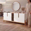Ver imagem 7 de Buffet Aparador 190cm 4 Portas e Adega Lizz Branco/Cedro