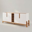 Ver imagem 3 de Buffet Aparador 190cm 4 Portas e Adega Lizz Branco/Cedro