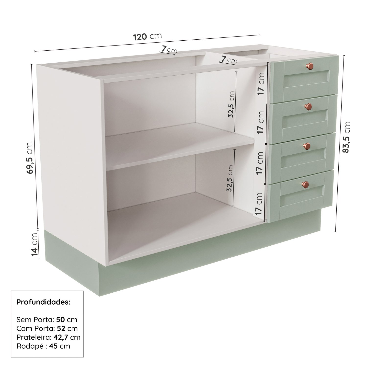 Cozinha Modulada 6 Peças sem Tampo 3 Aéreos 6 Portas e 3 Balcões Arizona CabeCasa MadeiraMadeira - 15