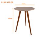 Ver imagem 2 de Mesa Lateral Off White e Amadeirado Pé Palito e Tampo Redondo Pintura Decorar Salas Quartos Hall